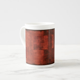 Deep Crimson Painting with Geometric Shapes Bone China Mug