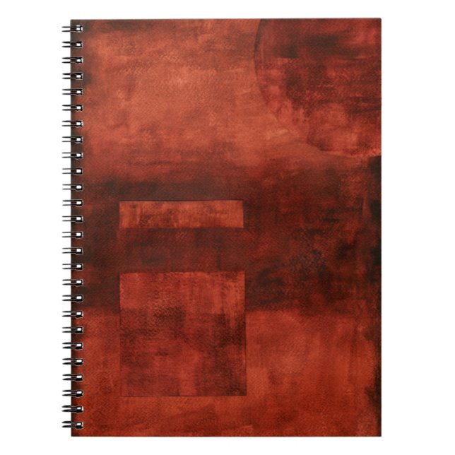 Deep Crimson Painting with Geometric Shapes Notebook (Front)