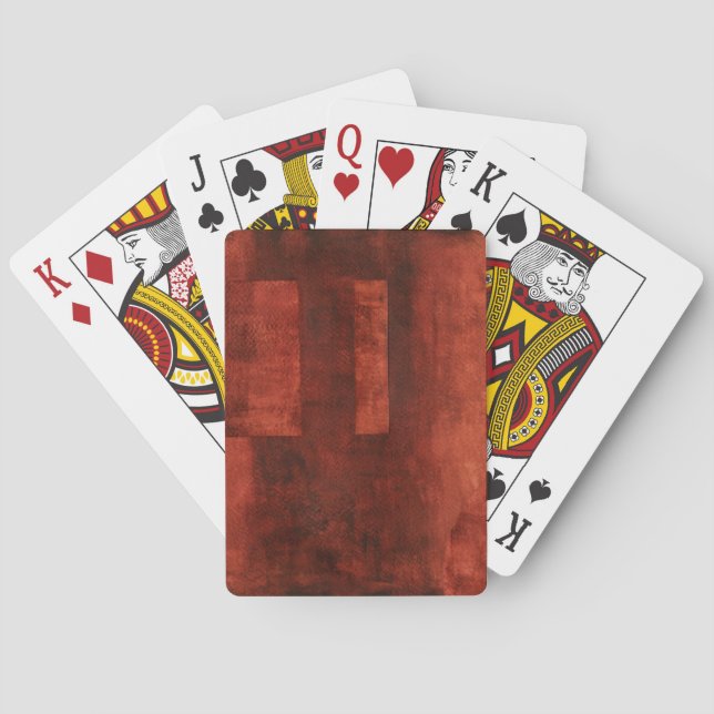 Deep Crimson Painting with Geometric Shapes Playing Cards (Back)