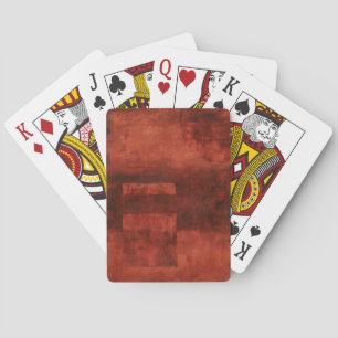 Deep Crimson Painting with Geometric Shapes Playing Cards
