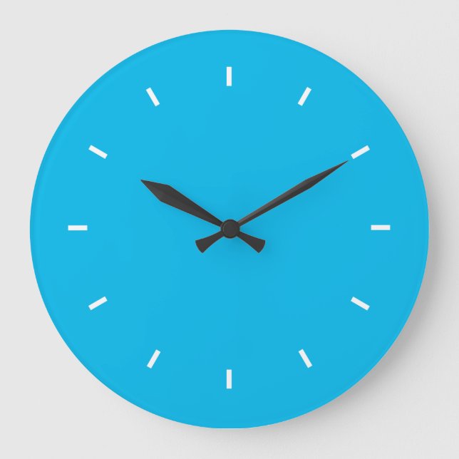 Deep Cyan Top One Colour Large Clock (Front)