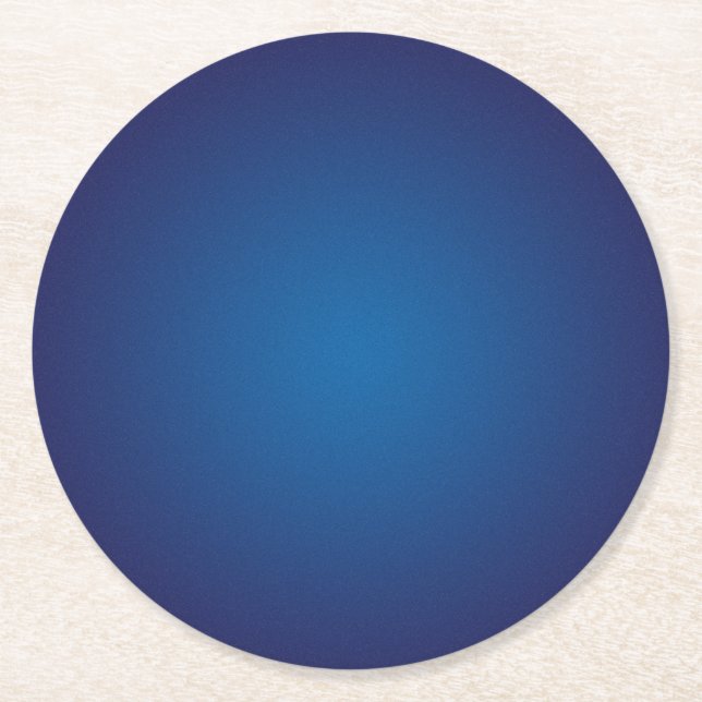 Deep Dark Blue Grainy Vignette Round Paper Coaster (Front)