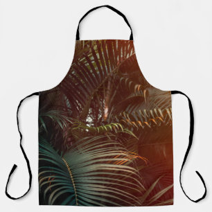 Deep dark green palm leaves pattern with bright or apron
