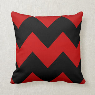 Deep Dark Red and Black Chevron Pattern Cushion