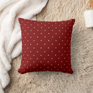 Deep Dark Red and Tiny White Polka Dots Cushion