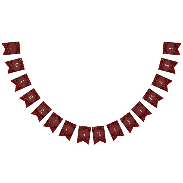 Deep Dark Red Vignetted Always Merry Christmas Bunting (All)
