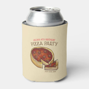 Deep Dish Pepperoni Pizza Pie Birthday Party Can Cooler