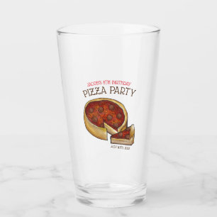 Deep Dish Pepperoni Pizza Pie Birthday Party Glass