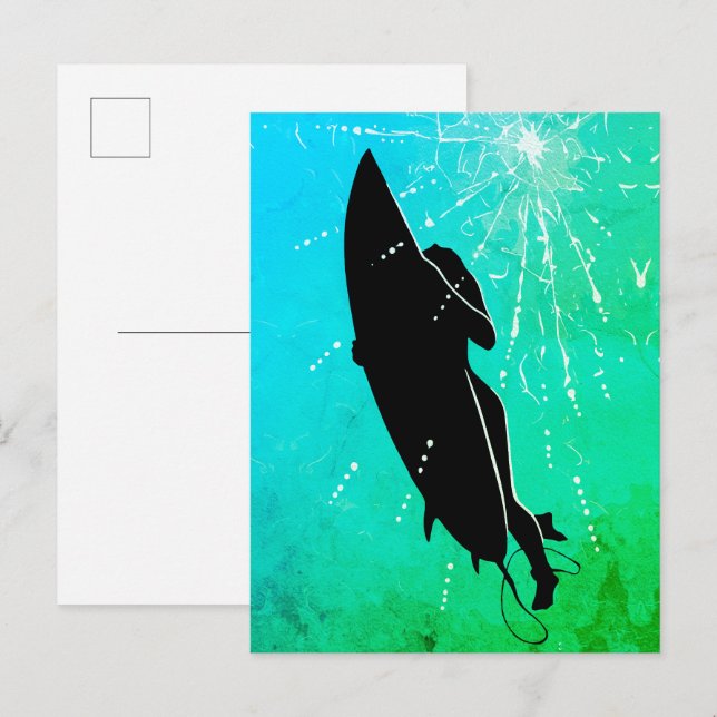 Deep Dive – Surfer's Underwater Journey Postcard (Front/Back)