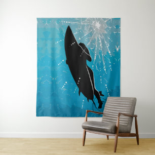 Deep Dive – Surfer's Underwater Journey Tapestry