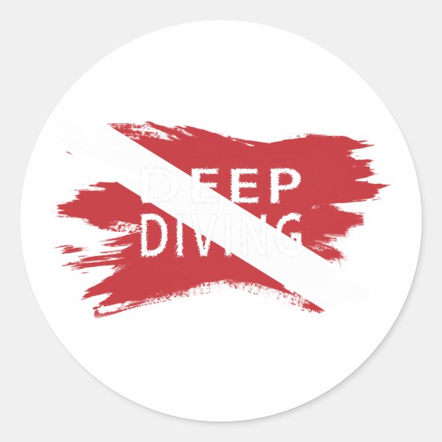 Deep Diving, Diver Down Flag, Scuba flag Classic Round Sticker (Front)