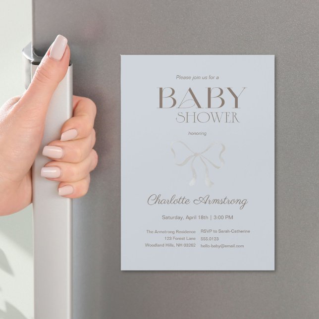 Deep Dusty Blue Chic Bow Baby Boy Shower Magnet (Deep Dusty Blue Chic Bow Baby Boy Shower Magnet ©Susanne Sachers - Sunny Mind 🌞)