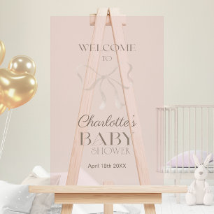 Deep Dusty Rose Elegant Bow Baby Shower Welcome Acrylic Sign