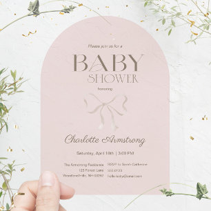 Deep Dusty Rose Watercolor Bow Baby Shower Acrylic Invitations
