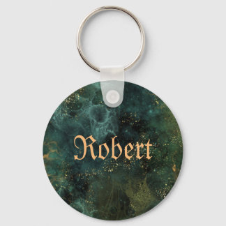 Deep Emerald Elegant Green customisable name Key Ring