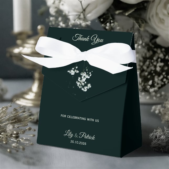 Deep Emerald Green baby's breath wedding  Favour Box (Creator Uploaded)