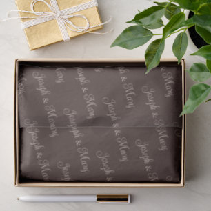 Deep Espresso Brown & Soft Latte Script Wedding ☕ Tissue Paper