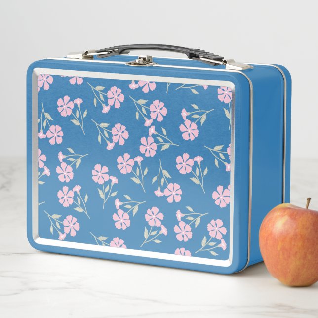 Deep Floral Pattern Metal Lunch Box for Stylish St (In Situ)