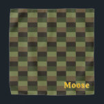 Deep Forest Color Combination with Yellow Bandana<br><div class="desc">Color combination of green,  dark green,  some brown and black. 
Like a deep forest with tall trees on a cloudy day. Quite dark. And green.
Add your friend's name if you like. In beautifully contrasting sunny yellow.</div>