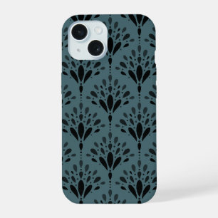 Deep Forest Green Botanical Folk Floral Art iPhone 15 Case