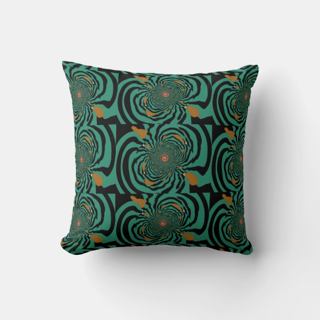Deep Forest Green Fractal Design Cushion (Front)