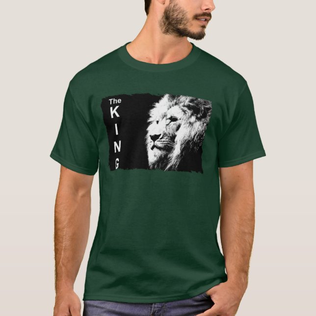 Deep Forest Green Modern Pop Art Lion Template T-Shirt (Front)