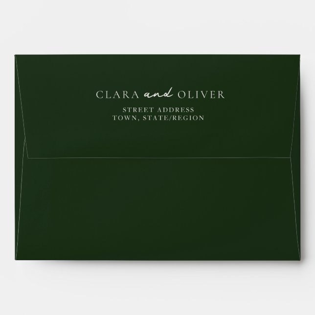 Deep Forest Green Vineyard Wedding Return Address Envelope (Back (Top Flap))