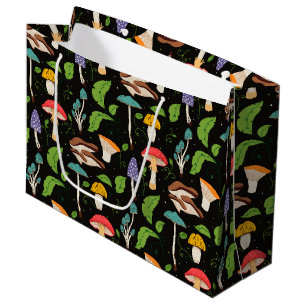 Deep Forest Magic: Colourful Mushrooms Pattern Large Gift Bag