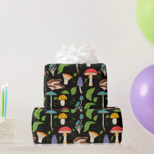 Deep Forest Magic: Colourful Mushrooms Pattern Wrapping Paper