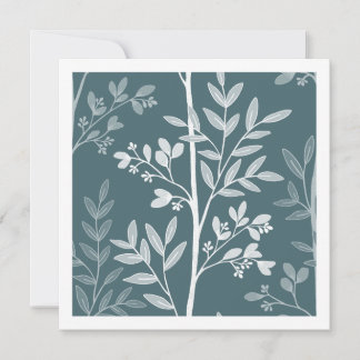 Deep Forest Mist Fine Floral Silhouette Art Card