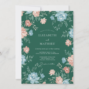 Deep Forest Ranunculus Eucalyptus Wedding Invitation