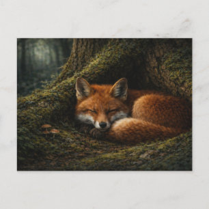 Deep Forest Slumber   Red Fox Art   Postcard