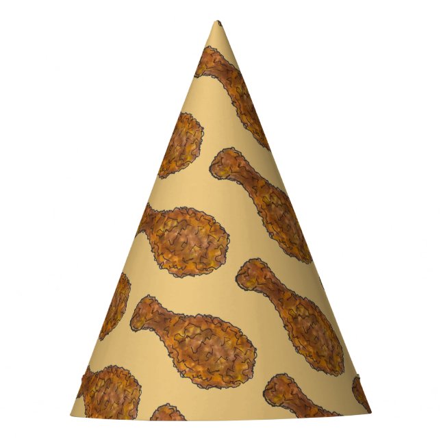 Deep Fried Chicken Leg Drumstick Foodie Soul Food Party Hat (Front)