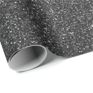 Deep Glam Glitter Black Grey Sparkly Elegant Wrapping Paper