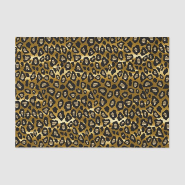 Deep Gold and Black Leopard Animal Print Tissue Paper (Front)
