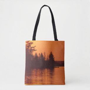 Deep Golden Orange Sunset on Lake Vermilion Tote Bag