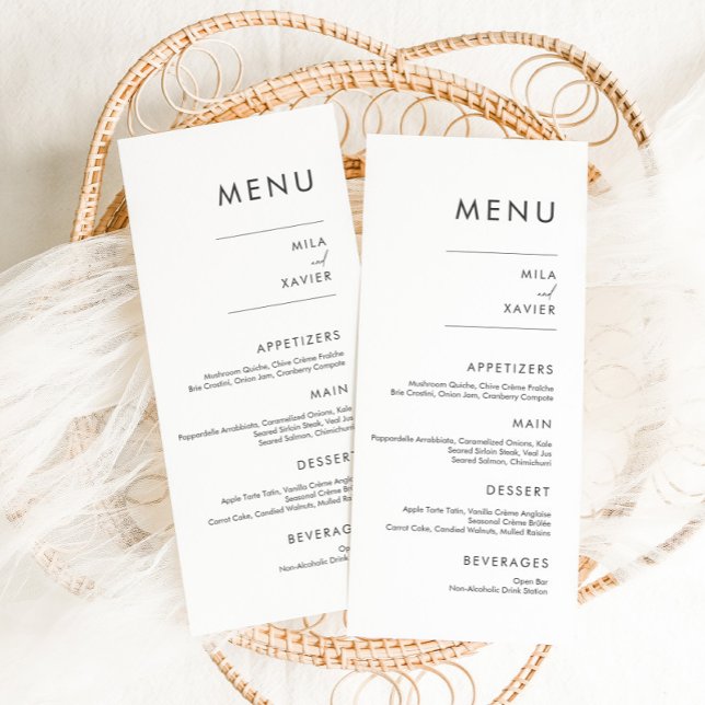 Deep Gray & White | Modern Minimal Wedding Menu (Creator Uploaded)