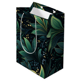 Deep Green and Blue Leafy Medium Gift Bag