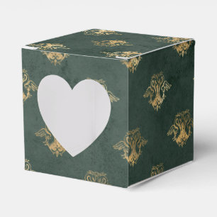 Deep Green and Gold Vintage Dragon Favour Box