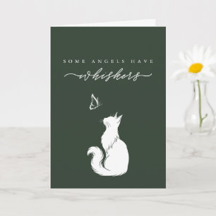 Deep Green Angels Have Whiskers Cat Loss Sympathy Card