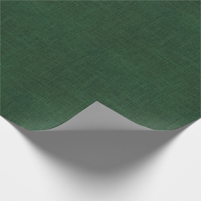 Deep Green Burlap Texture Wrapping Paper (Corner)