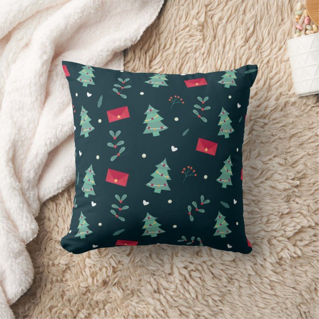 Deep Green Christmas Trees Perfect Gift Cushion (Blanket)