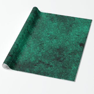 Deep Green Distressed Goth Damask Wrapping Paper