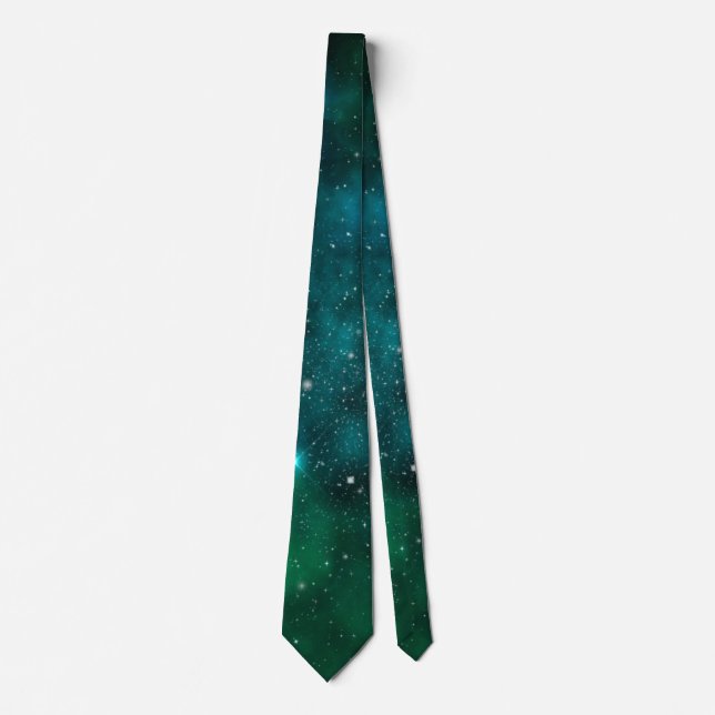 Deep Green Galaxy Starfield Cosmic Space Tie (Front)