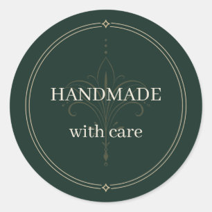 Deep Green Handmade With Care Sticker