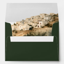 Deep Green Ivory Script Wedding Return Address