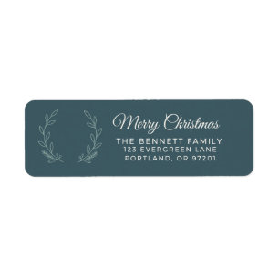 Deep Green Olive Christmas Return Address Label
