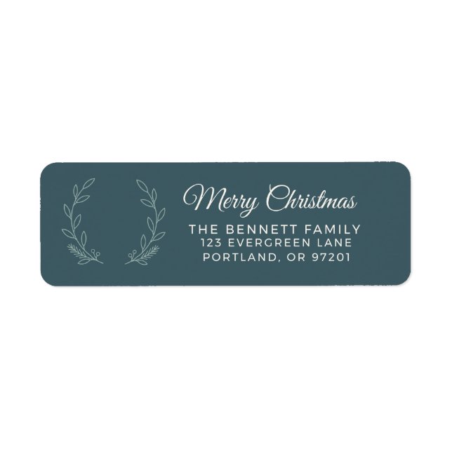 Deep Green Olive Christmas Return Address Label (Front)