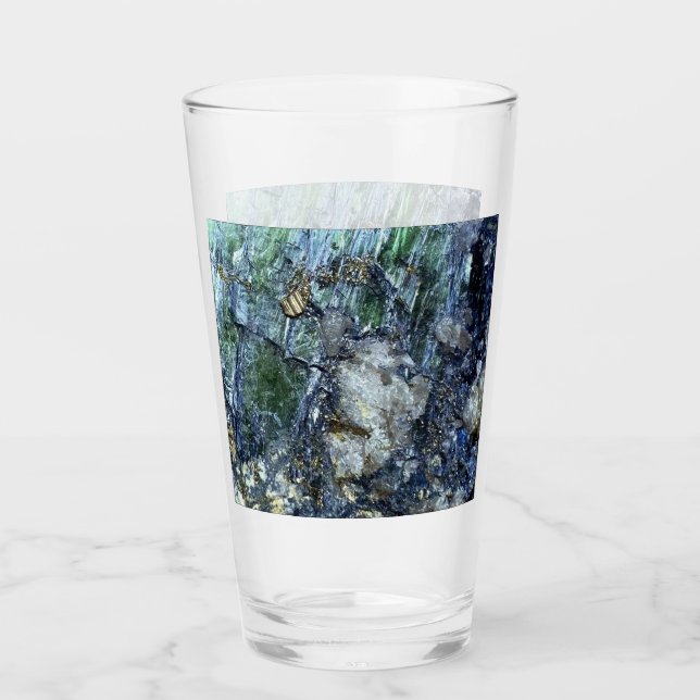 Deep Green Vivianite Crystal Mineral Formation Art Glass (Front)