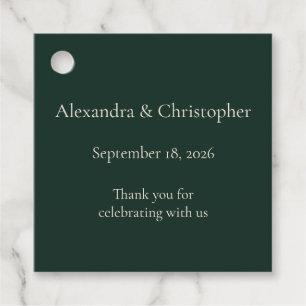 Deep Green Wedding Favour Tag
